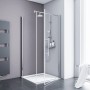Schulte ExpressPlus Drehtür AlexaStyle2.0 mit Seitenwand, Alu-Natur, 90x90cm. Duschtür mit Echtglas und Teilrahmung.
