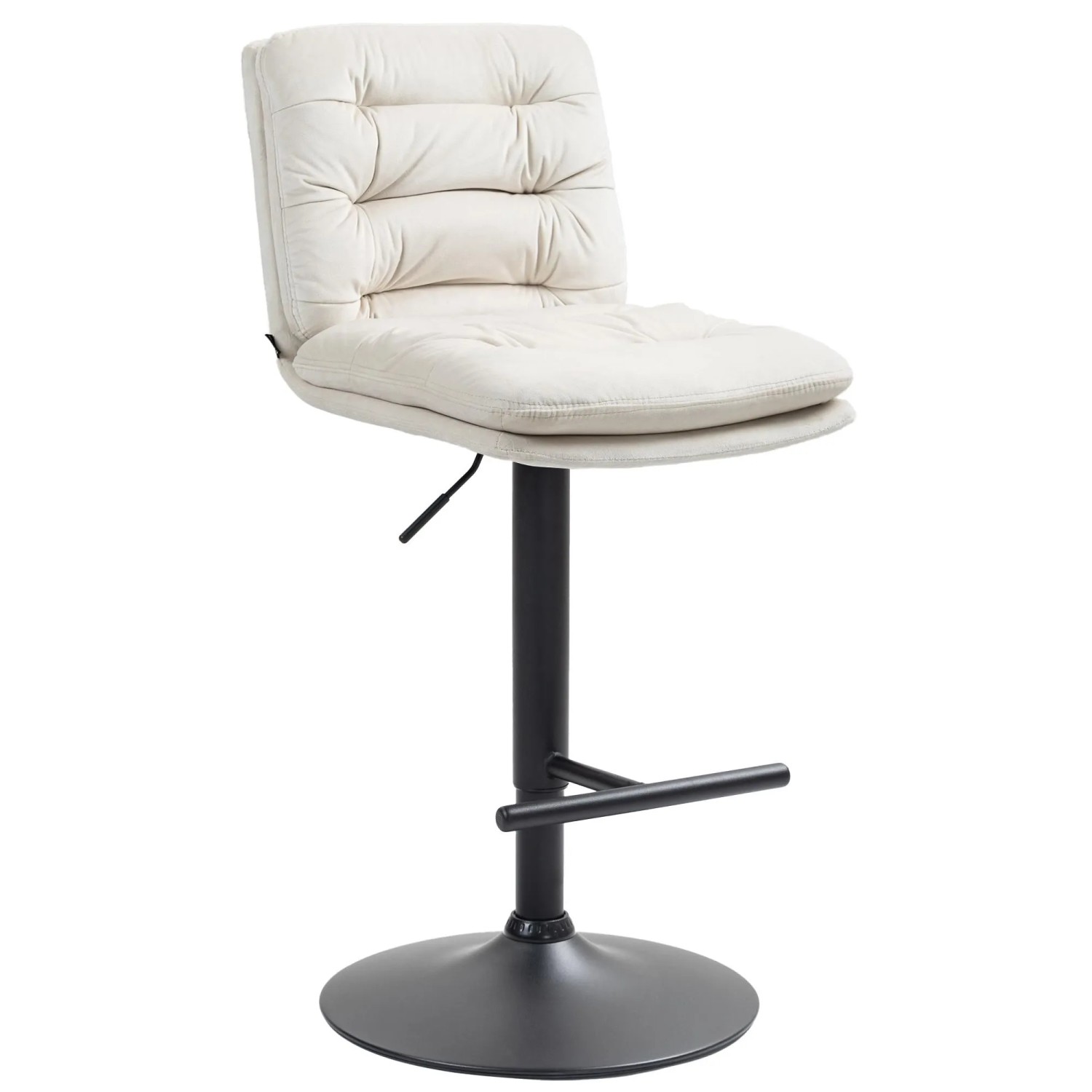 DELUKE Barhocker TURIN Creme Samt Schwarz Barstuhl Mit Lehne Tresenhocker Tresenstuhl