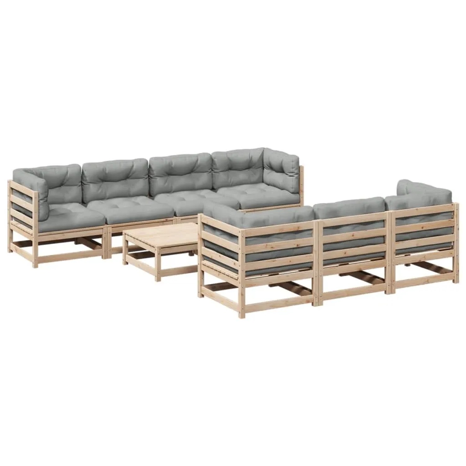 vidaXL 8 Tlg Garten-Sofagarnitur mit Kissen Massivholz Kiefer 3299324