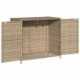 Beiger VidaXL Gartenschrank aus Poly Rattan, offene Türen zeigen Stauraum.