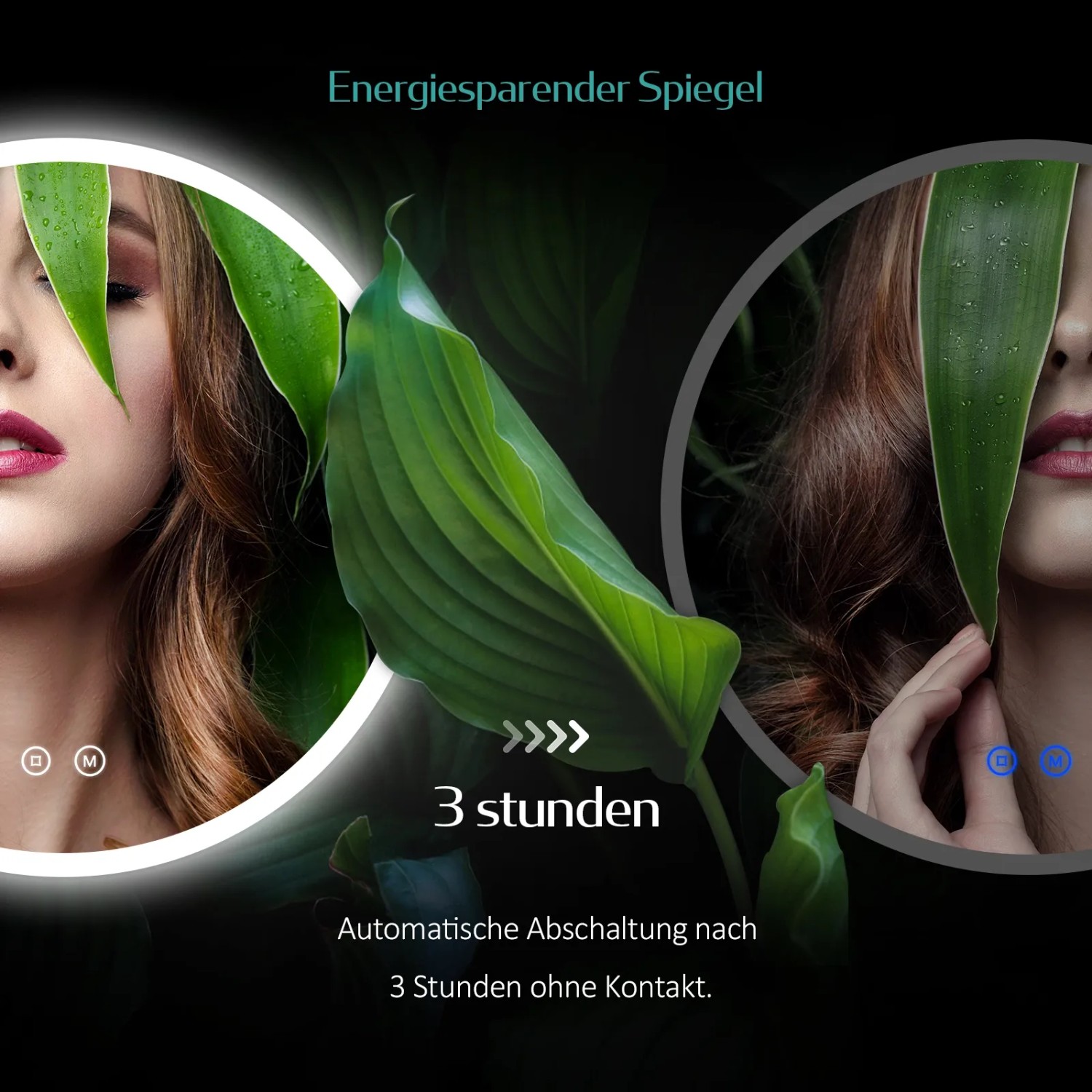 Emke Badspiegel rund, 60cm, mit energiesparender LED-Beleuchtung und Touch-Schalter.