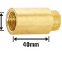 Hahnverlängerung aus Messing, 18,6 mm (Rp 1/2) x 21 mm (R 1/2), 40 mm lang, für Gewindefittings.