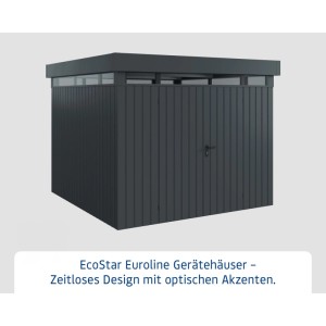 EcoStar Gerätehaus Euroline, Flachdach, Lichtband, 277x277 cm, Anthrazit.