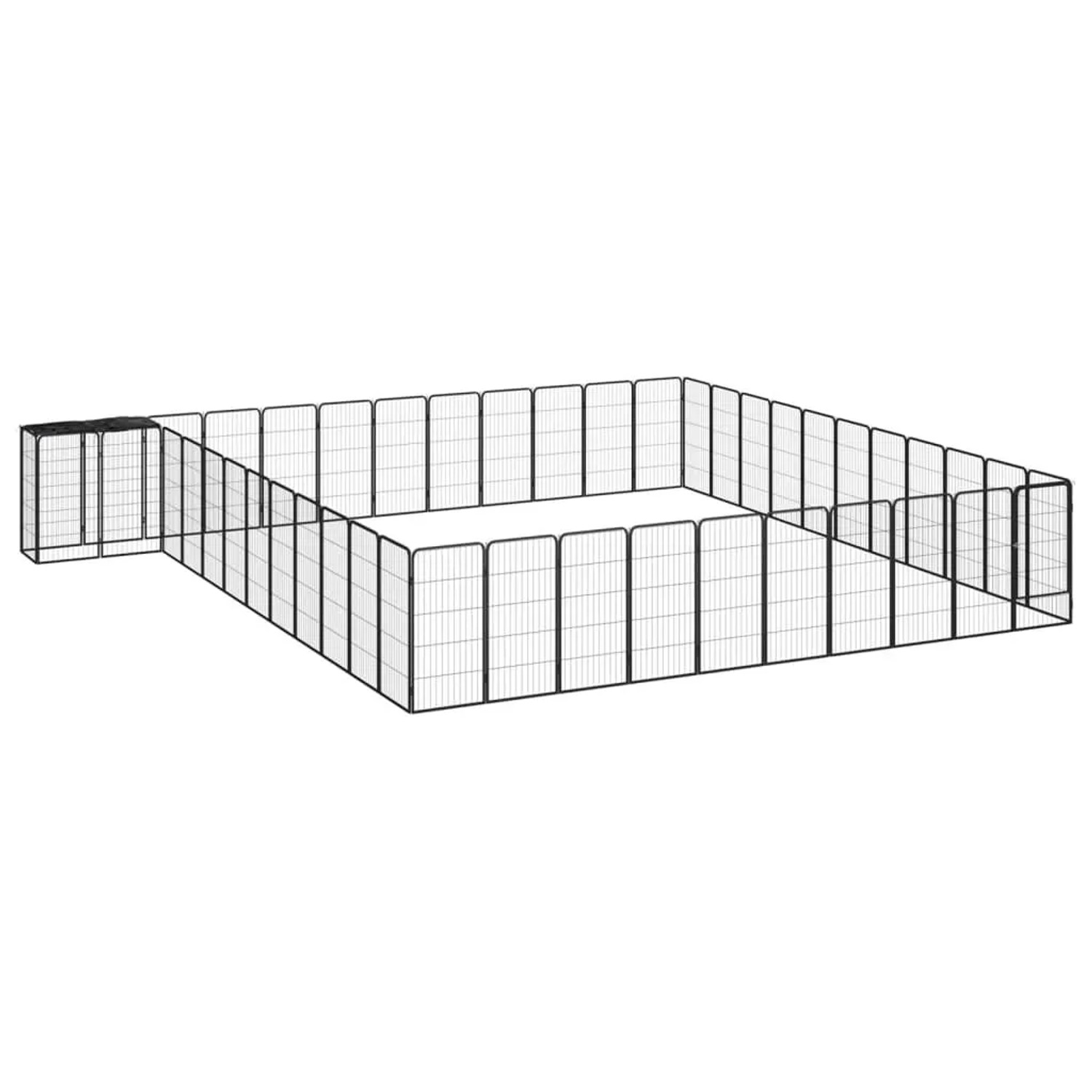 vidaXL 46 Tlg Hundelaufstall Schwarz 50x100cm Stahl Pulverbeschichtet 3115957