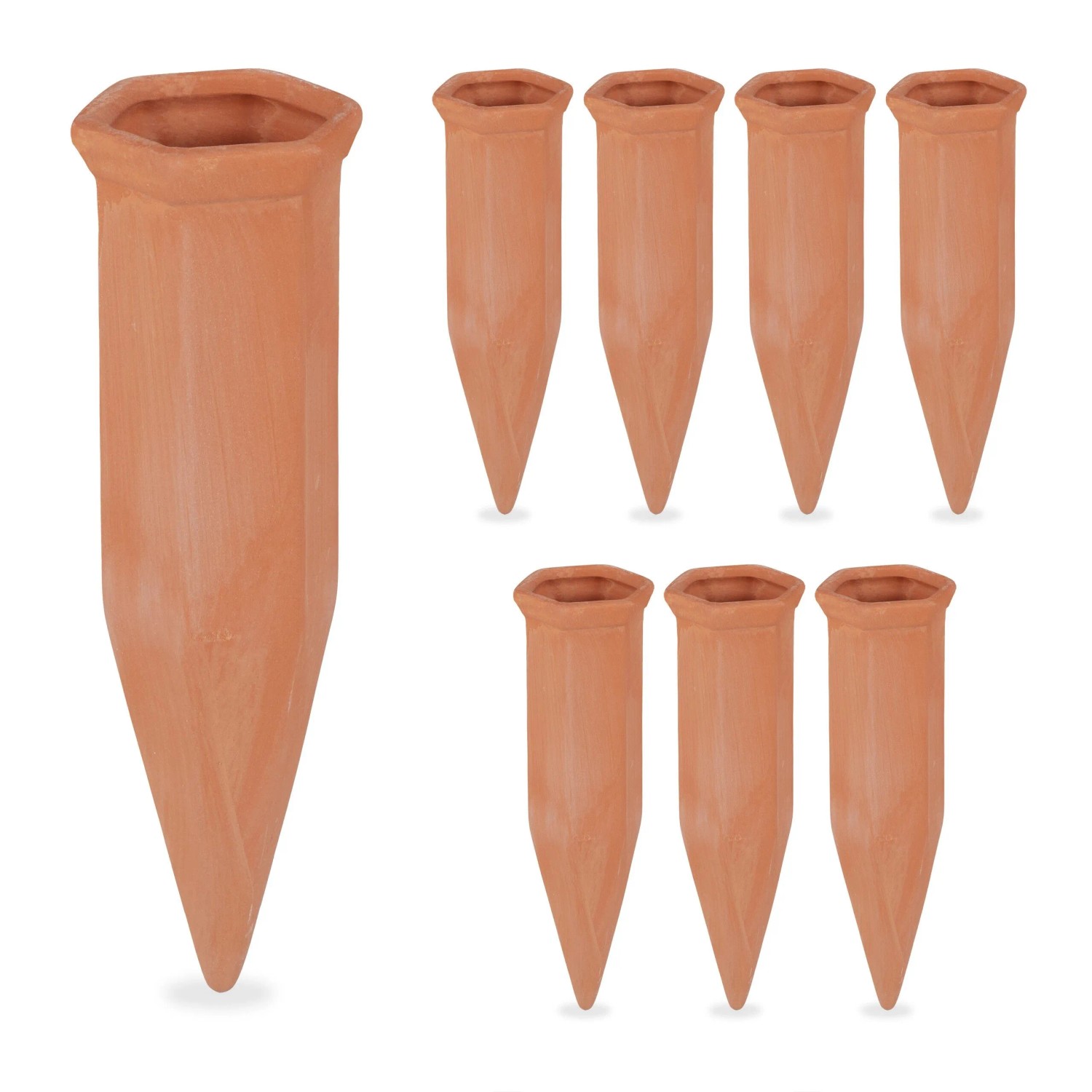 Relaxdays Tonkegel 8er Set Keramik Terrakotta 17 cm x 5,5 cm x 5 cm