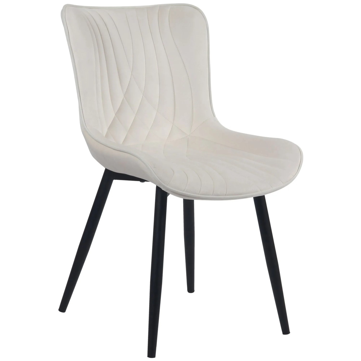 DELUKE Stuhl KELCE Samt 80,5x50x62cm Creme Metall Gestell Stühle Esszimmerstühle Esstisch Küchenstuhl