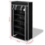 Schwarzer vidaXL Schuhschrank mit 5 Ablagen, 58x28x106 cm, ideal zur Schuhaufbewahrung.