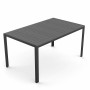 Schwarzer ebuy24 Cirl Gartentisch (150 cm) mit grauer Tischplatte.