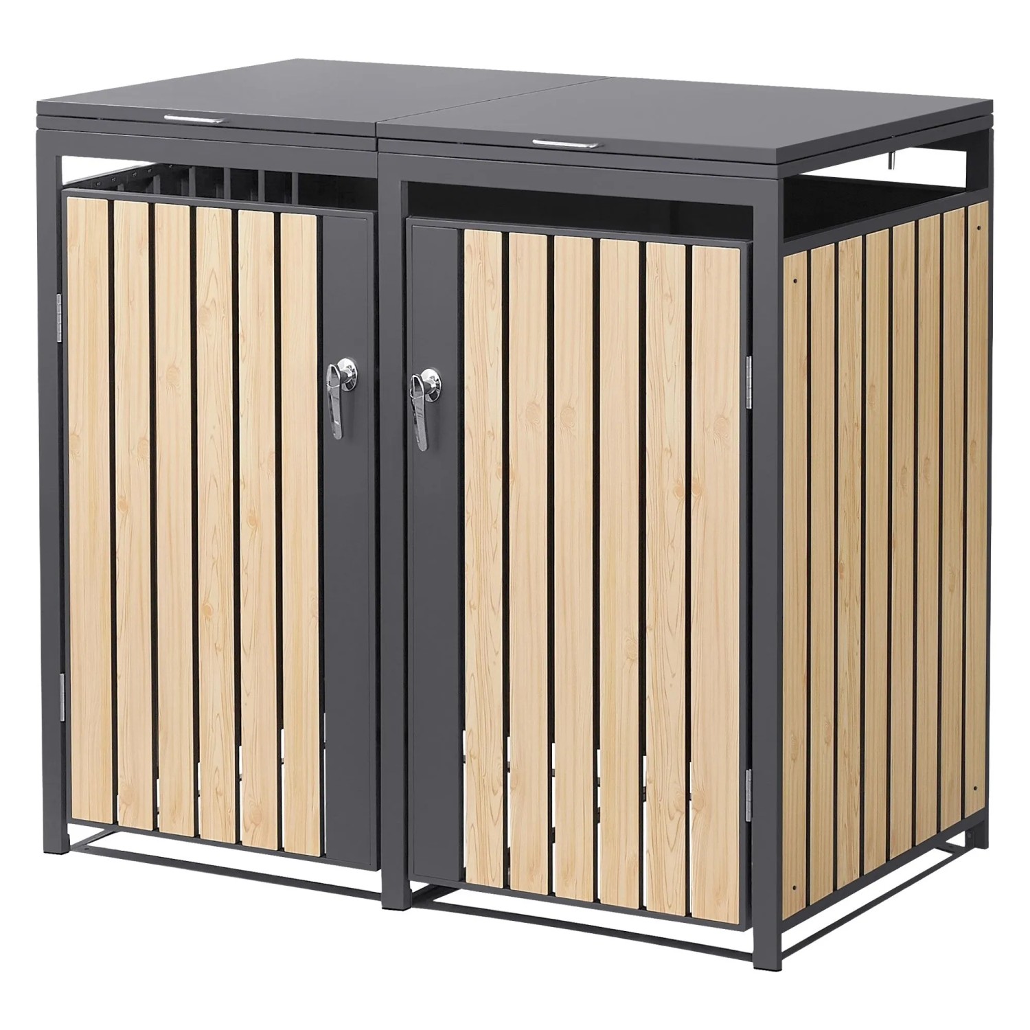 Ml-Design Mülltonnenbox 2er 132x80x120 cm Anthrazit-Holzoptik