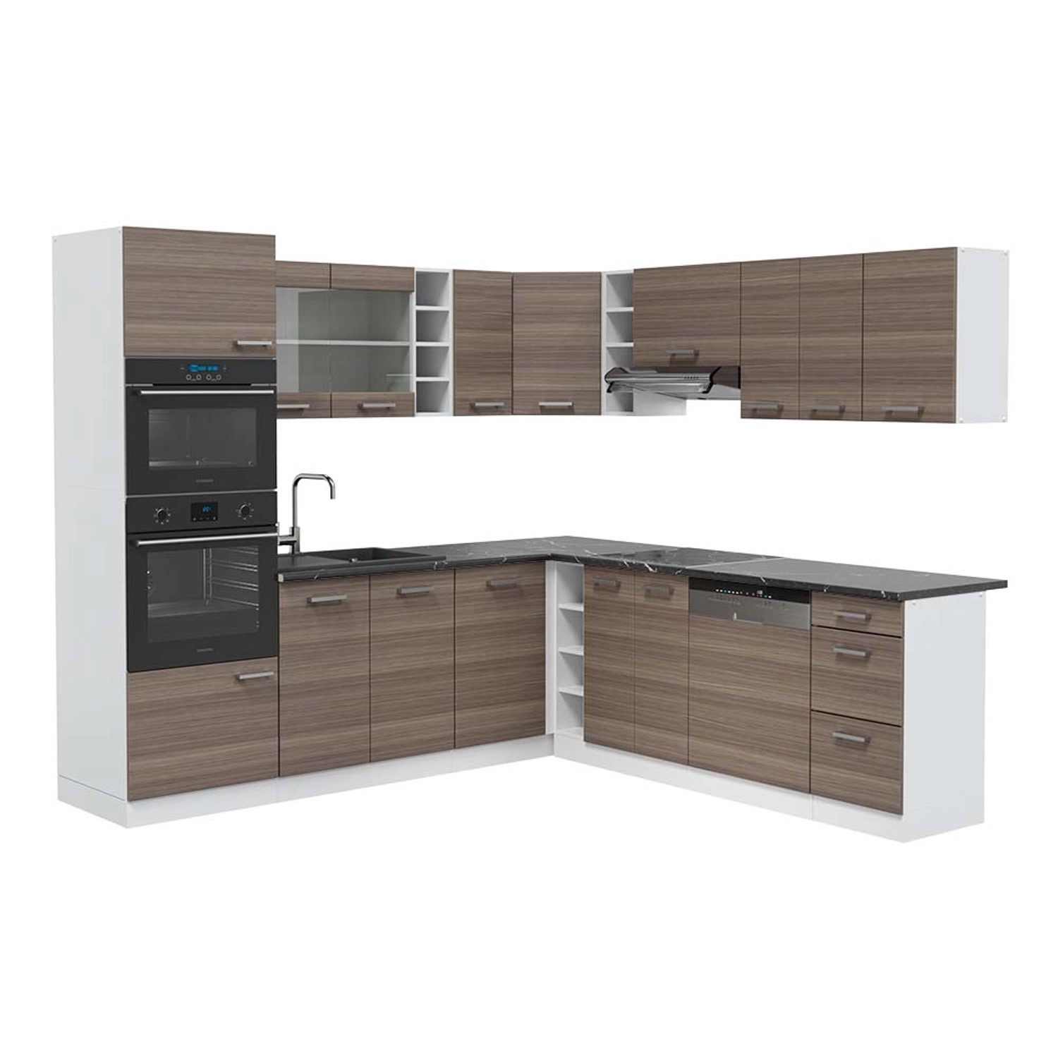 Vicco R-Line Eckküche Edelgrau/Weiß 237 x 247 cm AP Anthrazit günstig online kaufen