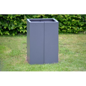 Anthrazitfarbenes Eleo Hochbeet Monterosso aus Metall, 45x45x68 cm, pulverbeschichtet.