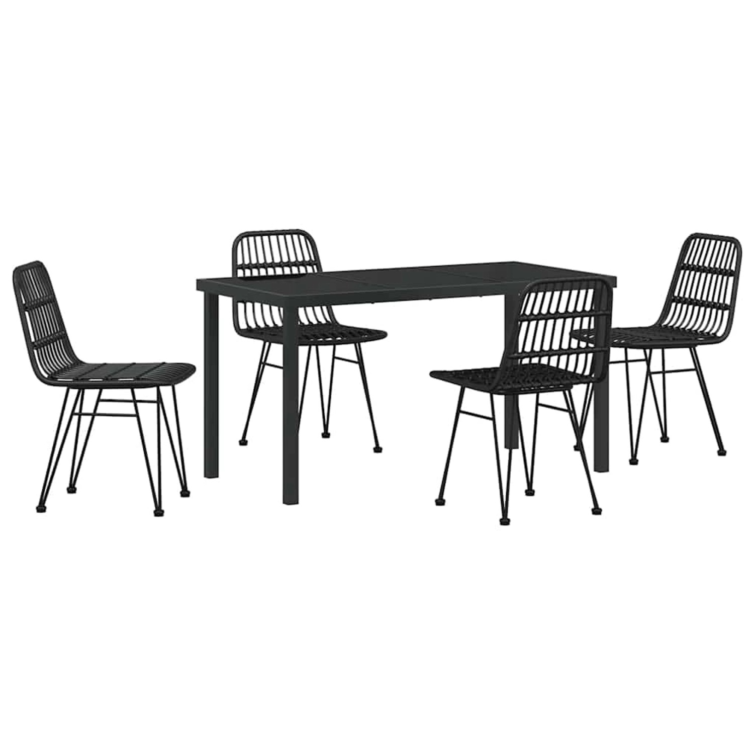 vidaXL Garten Essgruppe 5-Tlg Schwarz Poly Rattan 3379200 günstig online kaufen