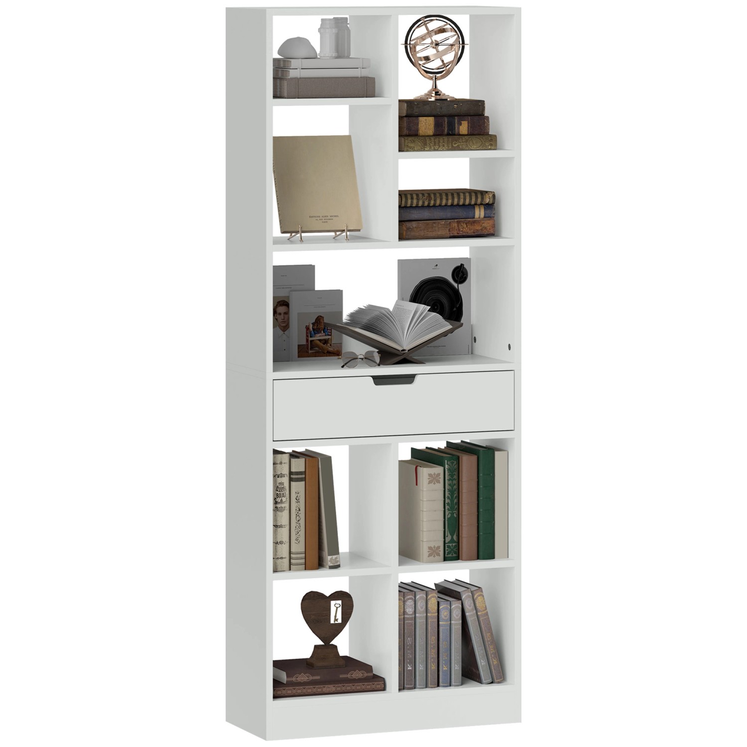 HOMCOM Bücherregal Standregal MDF Spanplatte Weiß 60L x 26B x 158H cm günstig online kaufen