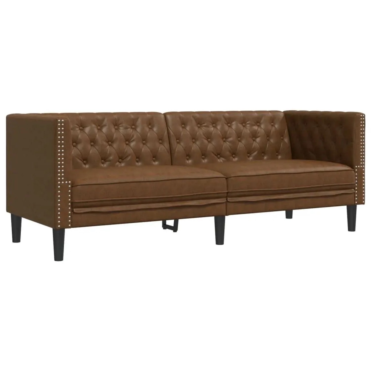 vidaXL Chesterfield-Sofa 3-Sitzer Braun Kunstleder in Wildleder-Optik 372672