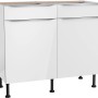 Weißer Optifit Unterschrank Arvid986, 100 cm breit, mit Schubladen und Türen für die Küche.