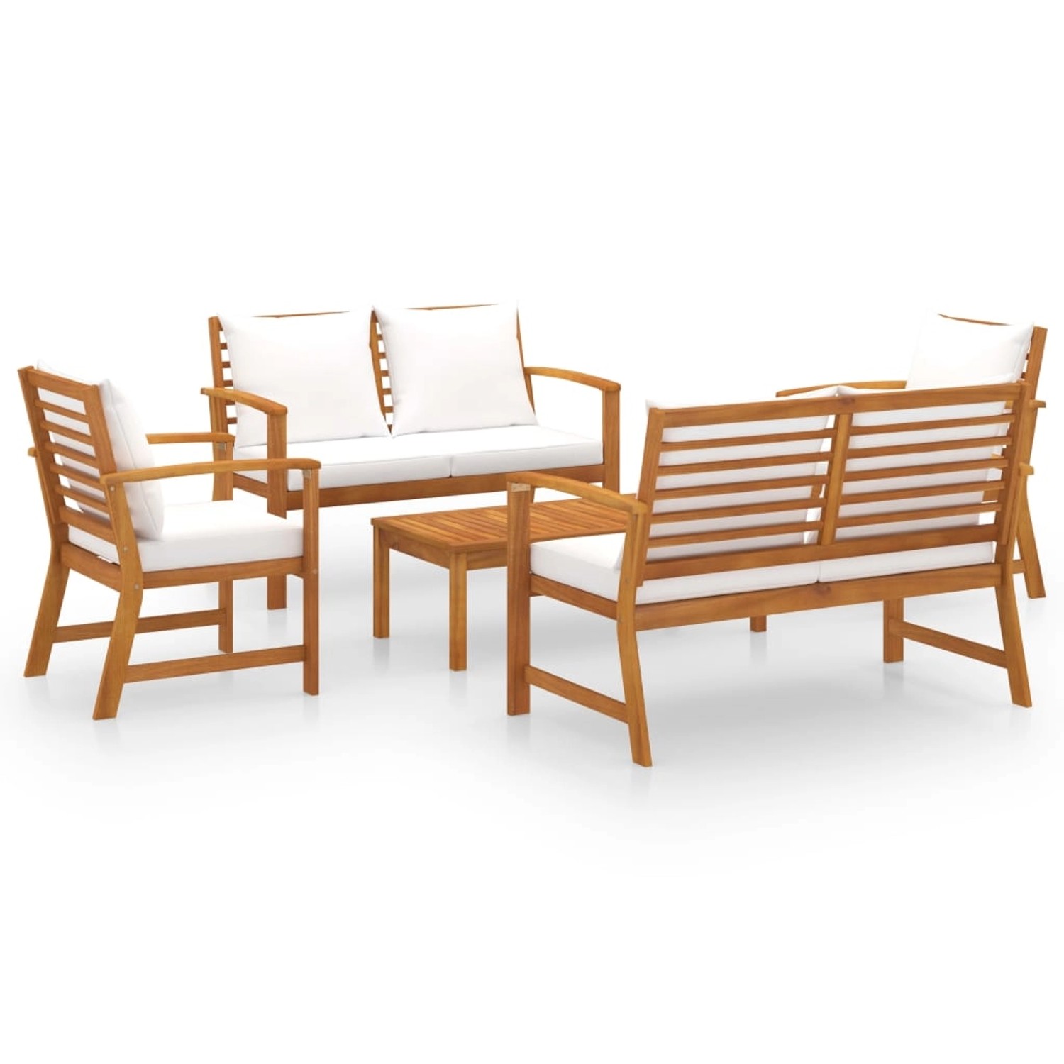 vidaXL 5-tlg Garten-Lounge-Set mit Auflagen Massivholz Akazie Modell 6