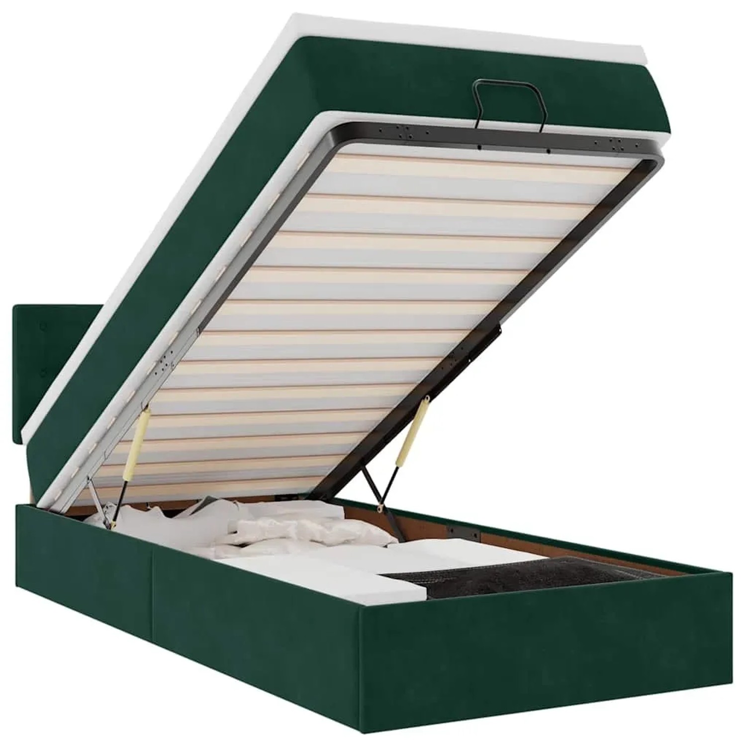 vidaXL Ottoman-Bett mit Matratze & LEDs Dunkelgrün 90x190 cm Samt 3312737
