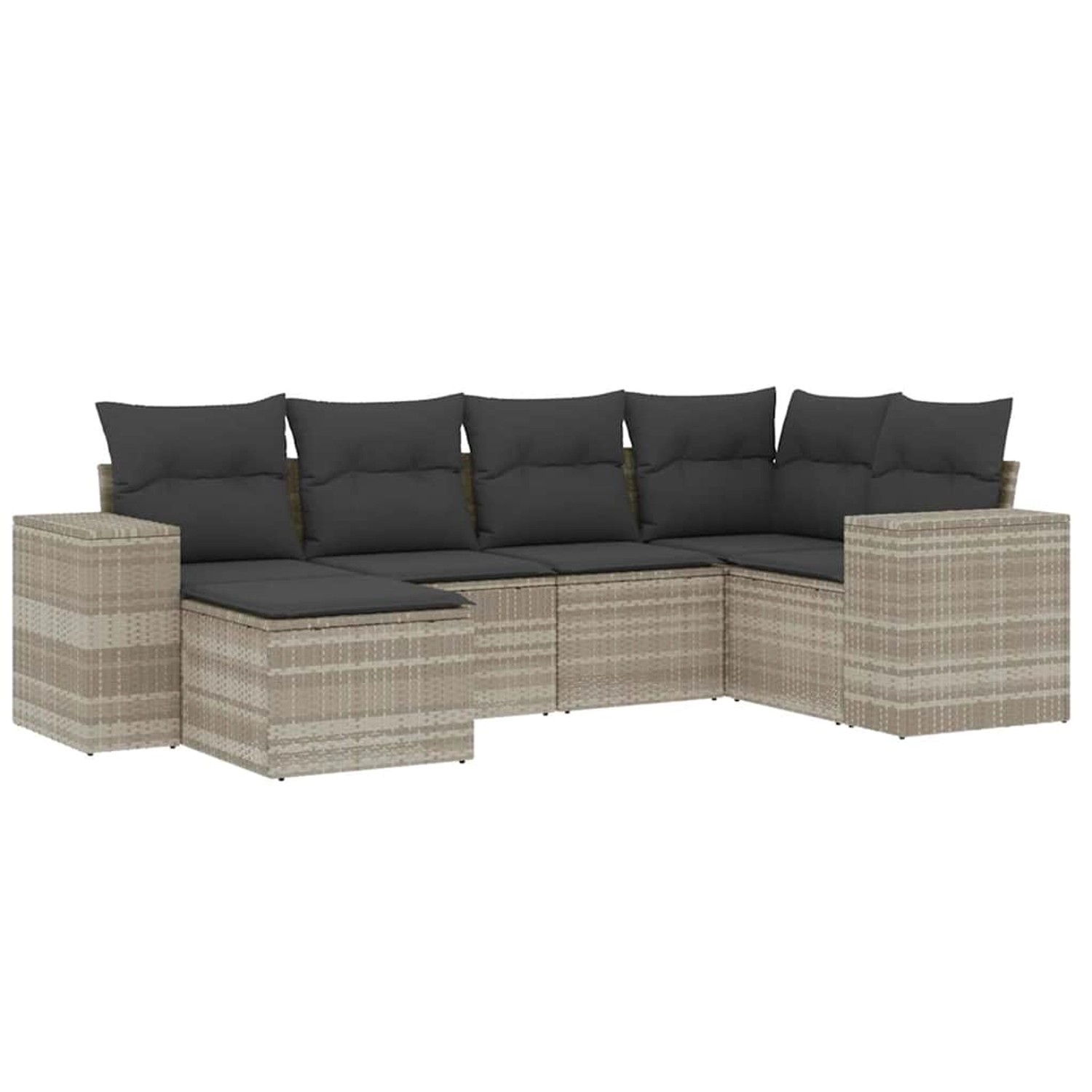 vidaXL 6-Tlg Garten-Sofagarnitur mit Kissen Hellgrau Poly Rattan 3222861 günstig online kaufen