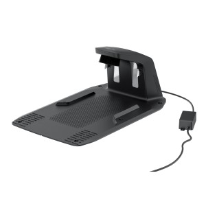 Mova Ladestation für Mähroboter, geeignet für zwei Gärten, mit Netzteil und Zubehör.