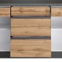 Held Möbel Küchenunterschrank Turin, 180 cm, Wotaneiche/Graphit, mit Schubladen und Drehtüren.