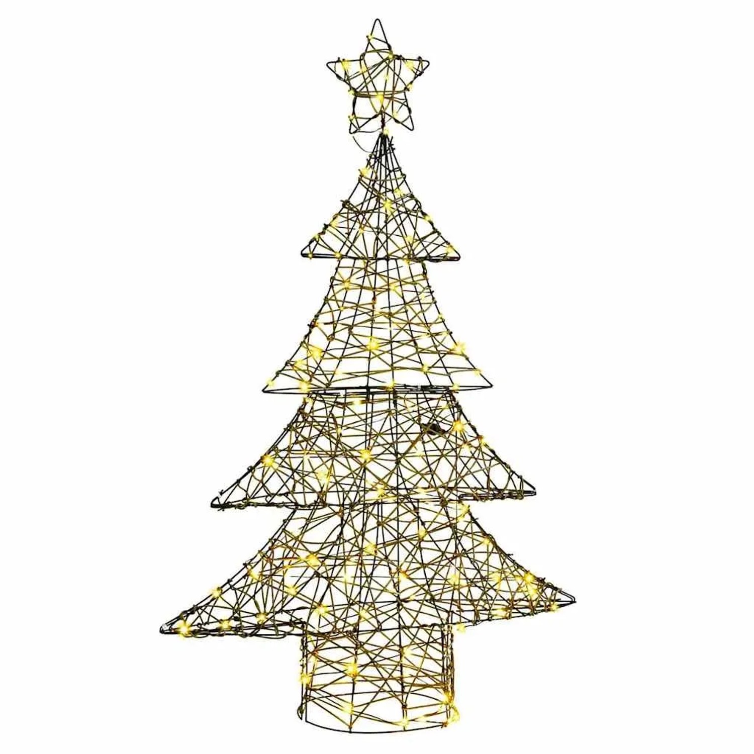 vidaXL Weihnachtsbaum mit 120 LEDs Warmweiß 120 cm Rattan 42018991