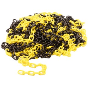Gelb-schwarze Perel Absperrkette aus Kunststoff, 6 mm stark und 25 m lang.