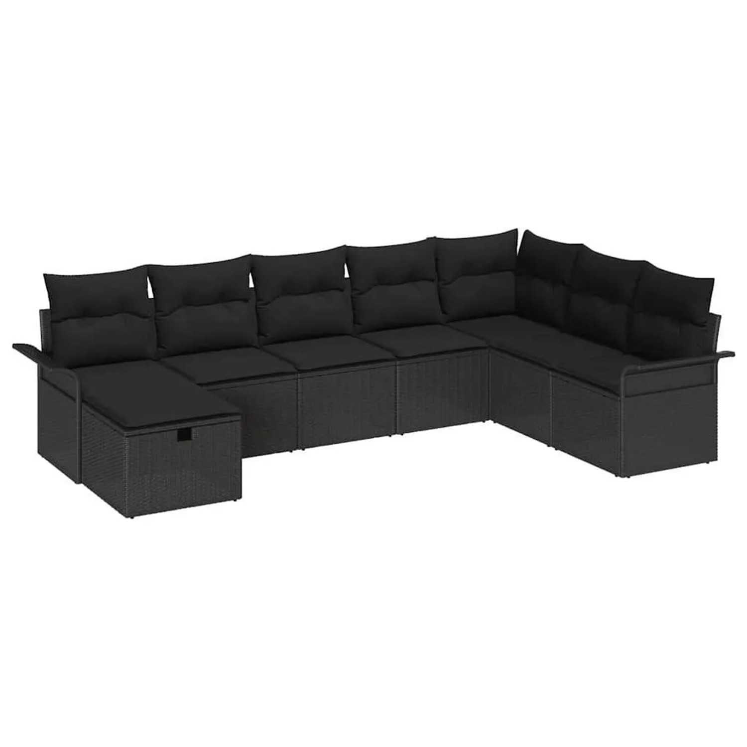 vidaXL Gartensofa-Set mit Kissen 8 Stk Schwarz Poly-Rattan 3358932