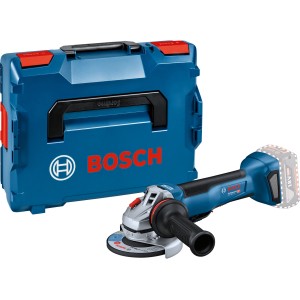 Bosch Professional GWS 18V-10 P Akku-Winkelschleifer in L-Boxx, blau/schwarz, mit Zubehör.