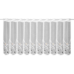 Graue Bistrogardine mit Punktmuster, 60x152 cm, für eine gemütliche Fensterdekoration.