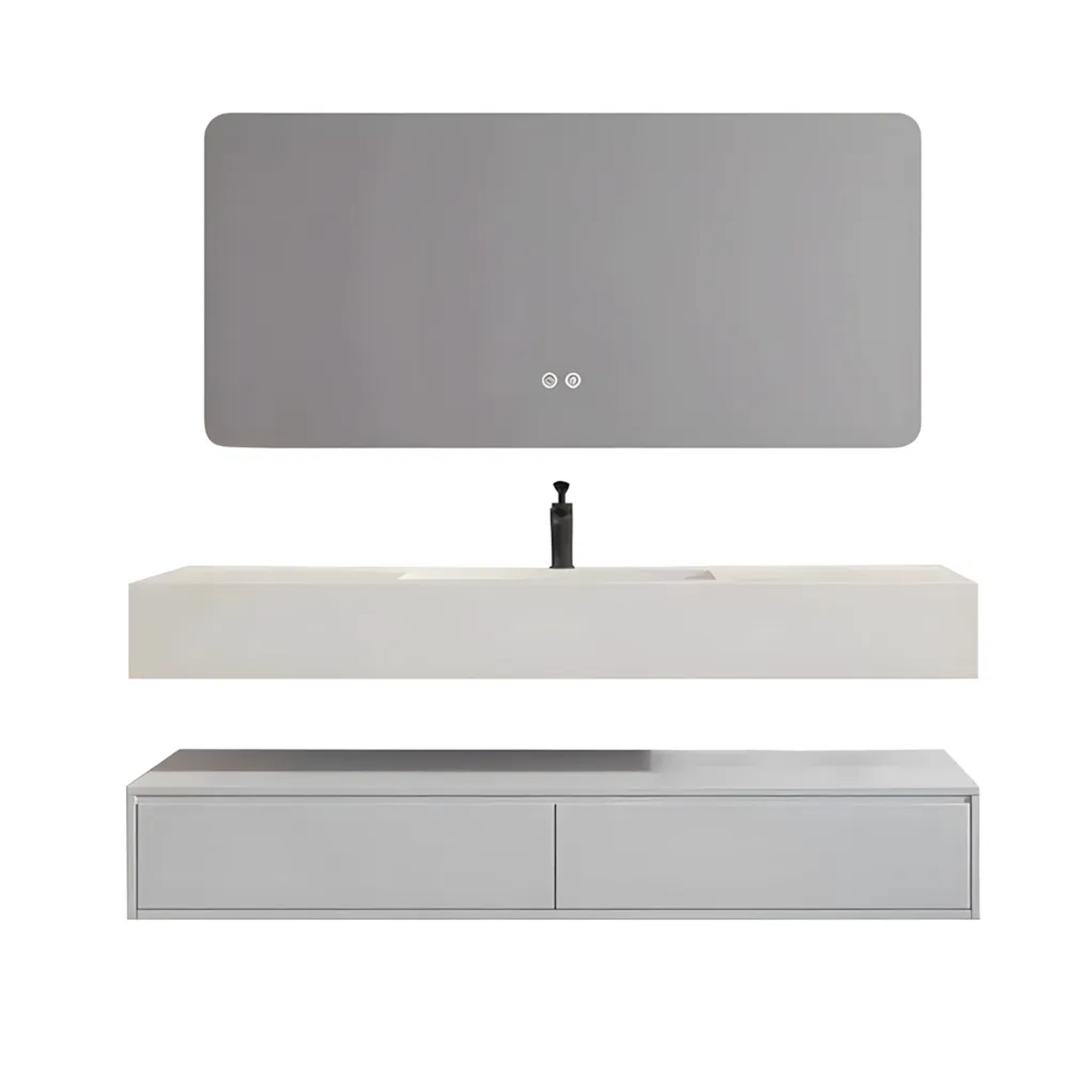 360Home Badezimmermöbel Set 120 CM Mit Sinterstein Waschbecken LED Spiegel Und Schrank CB184120