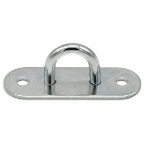 Robuste Hängesessel-Befestigung aus verzinktem Metall mit U-Haken und zwei Löchern. Für Decken- und Wandmontage.