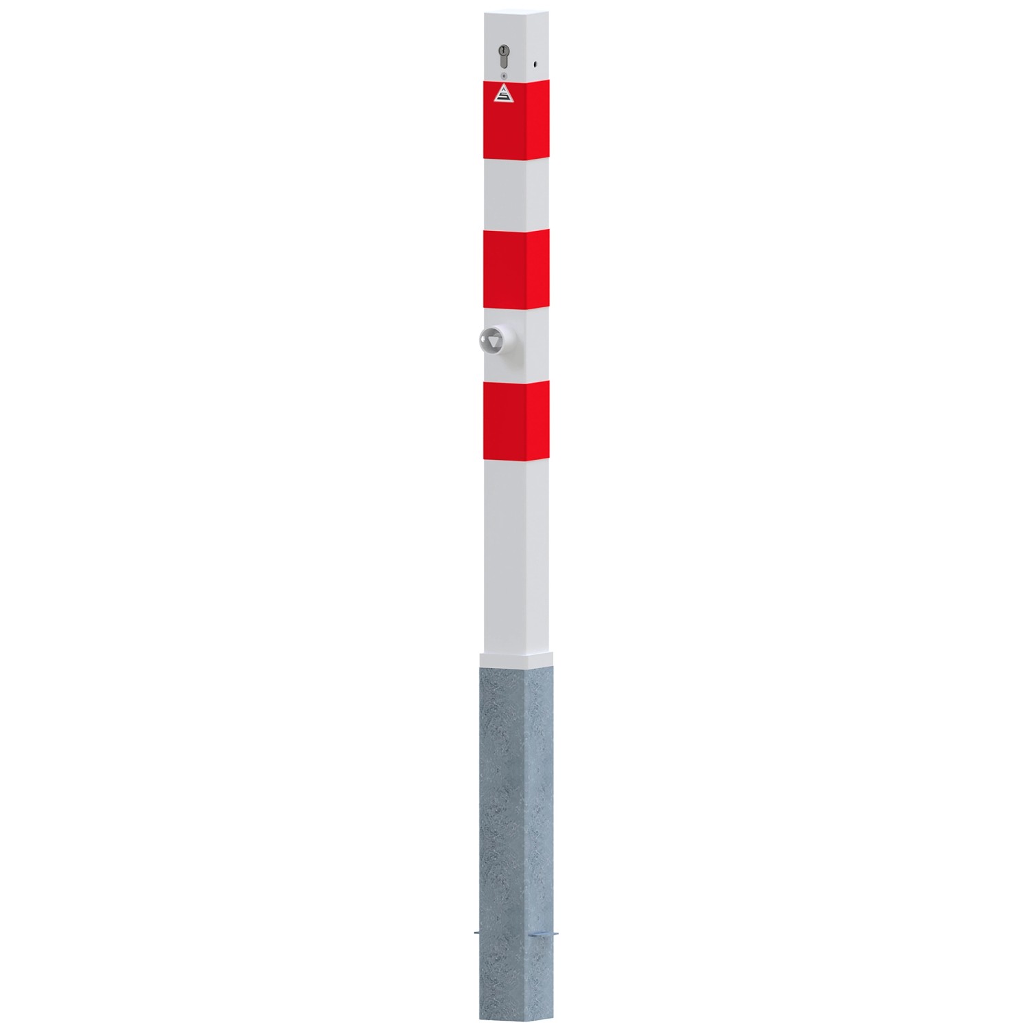 Schake Absperrpfosten Herausnehmbar Zylinder Ohne Öse 70 mm x 70 mm Weiß Rot
