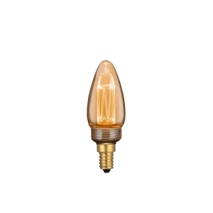 Dimmbares LUXULA LED Filament Leuchtmittel in Kerzenform, E14, warmweiß, Bernstein Glas.