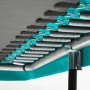 Detailaufnahme Federn und Rahmen des grünen Salta Comfort Trampolins.