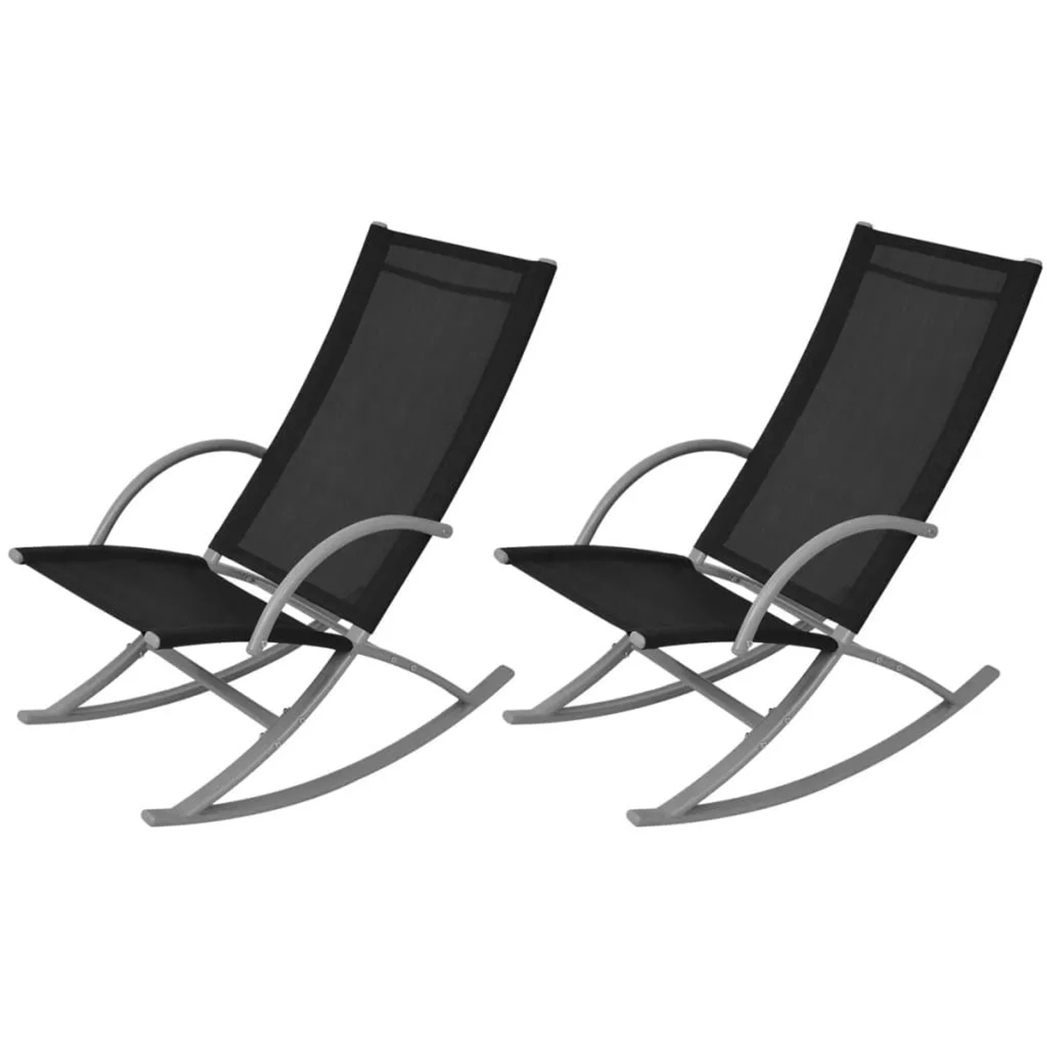 Furnicato Garten-schaukelstühle 2 Stk Stahl Und Textiline Schwarz