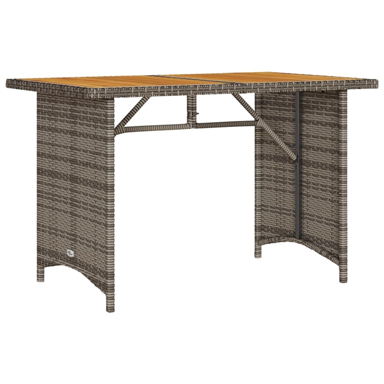 vidaXL Gartentisch mit Holzplatte Grau 110x68x70 cm Poly Rattan 366356