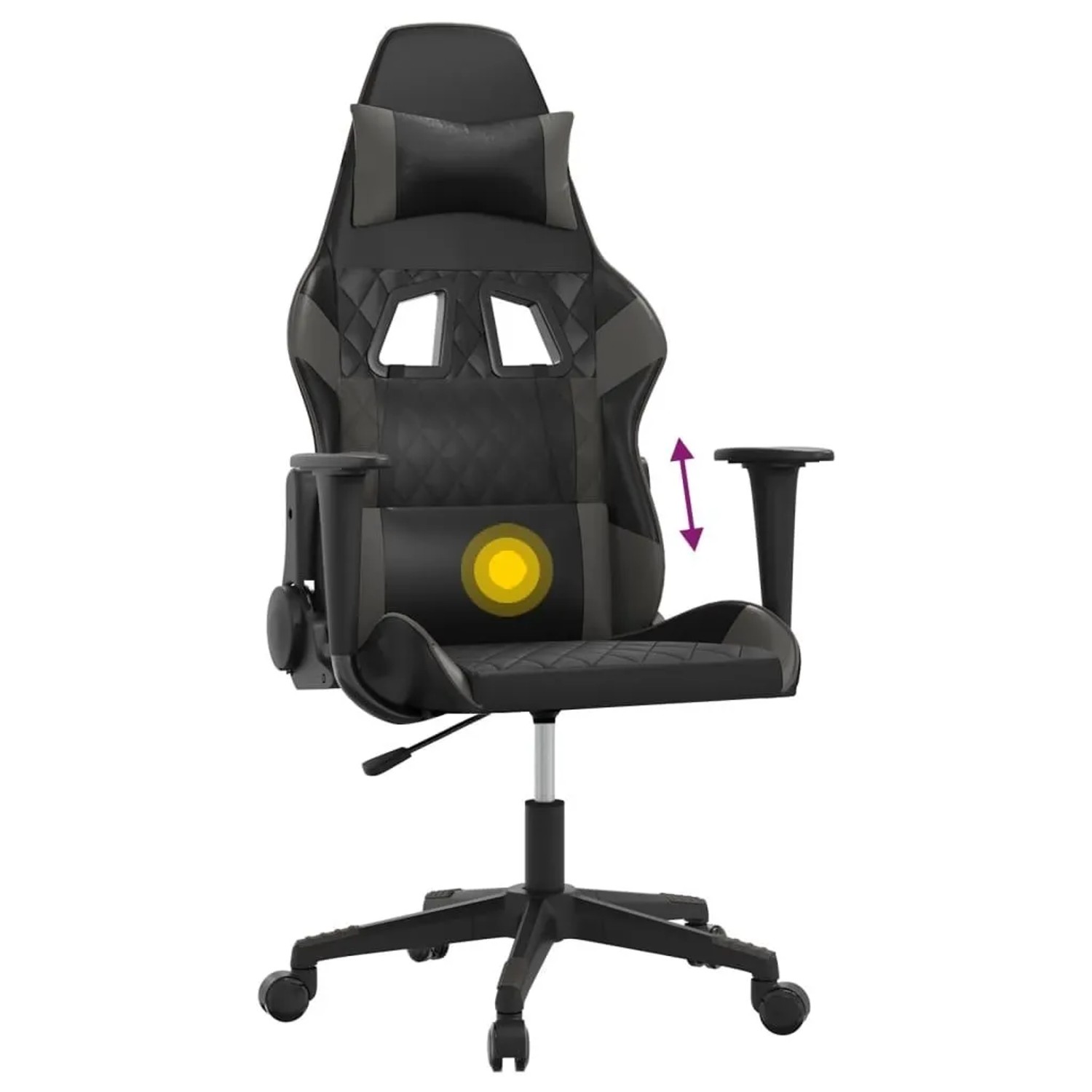 vidaXL Gaming-Stuhl mit Massagefunktion Schwarz und Grau Kunstleder 345515_7