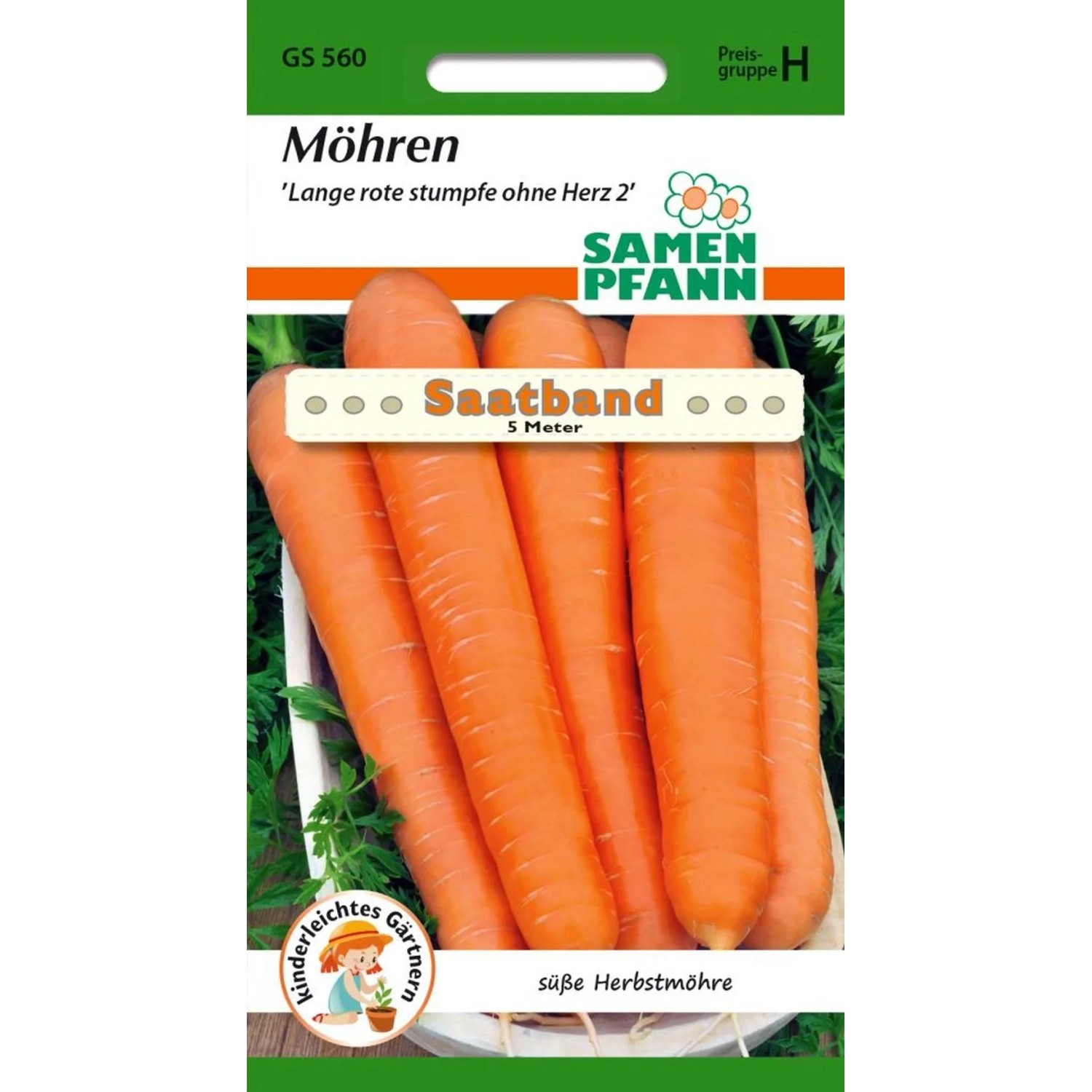 SAMEN PFANN Möhre Lange Rote Stumpfe ohne Herz Saatband