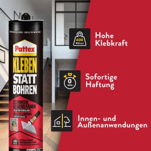 Pattex Montagekleber Kleben Statt Bohren Schwere Gegenstände 440 g Weiß