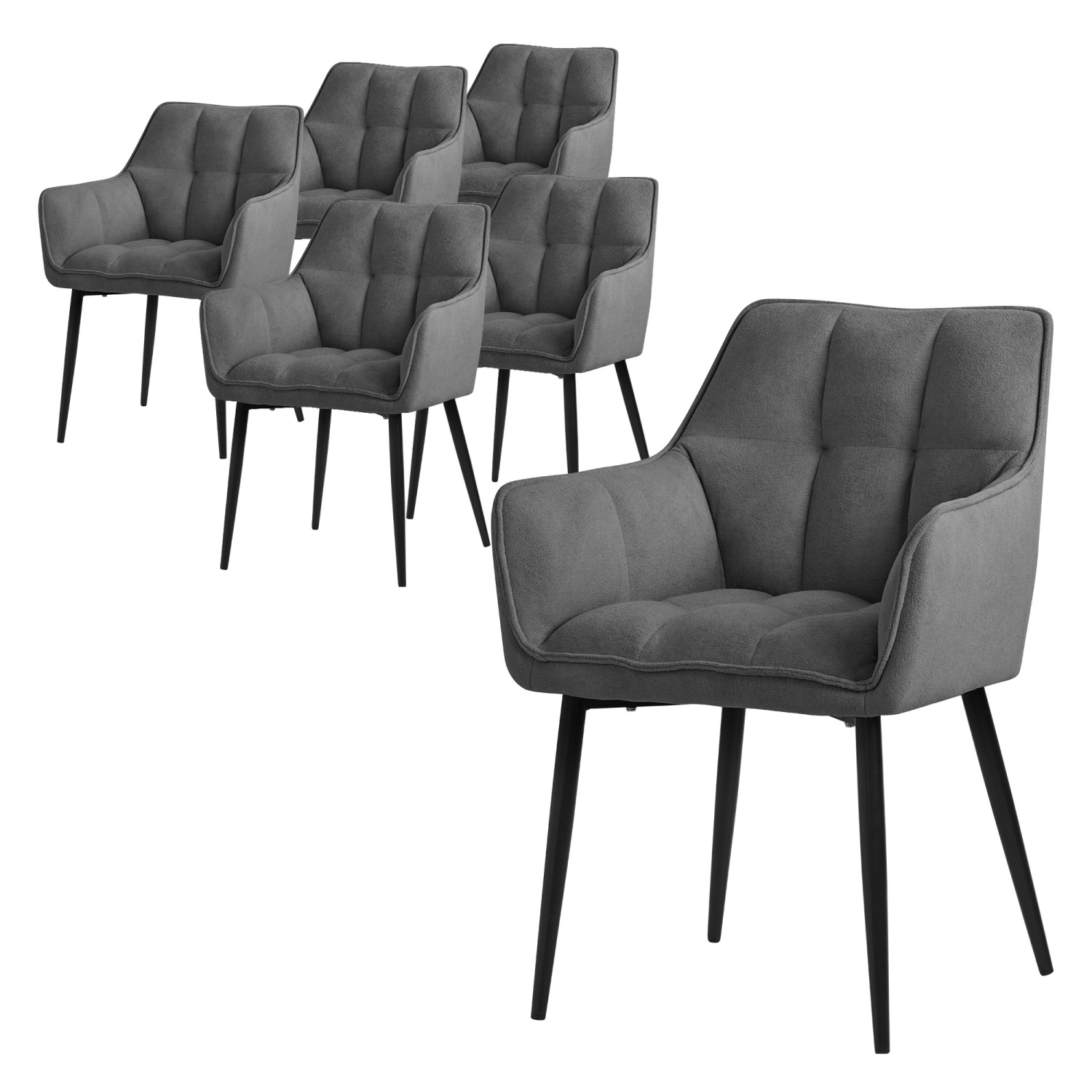 ML-Design Esszimmerstühle 6Er Set aus Frotteestoff Dunkelgrau Stuhl günstig online kaufen