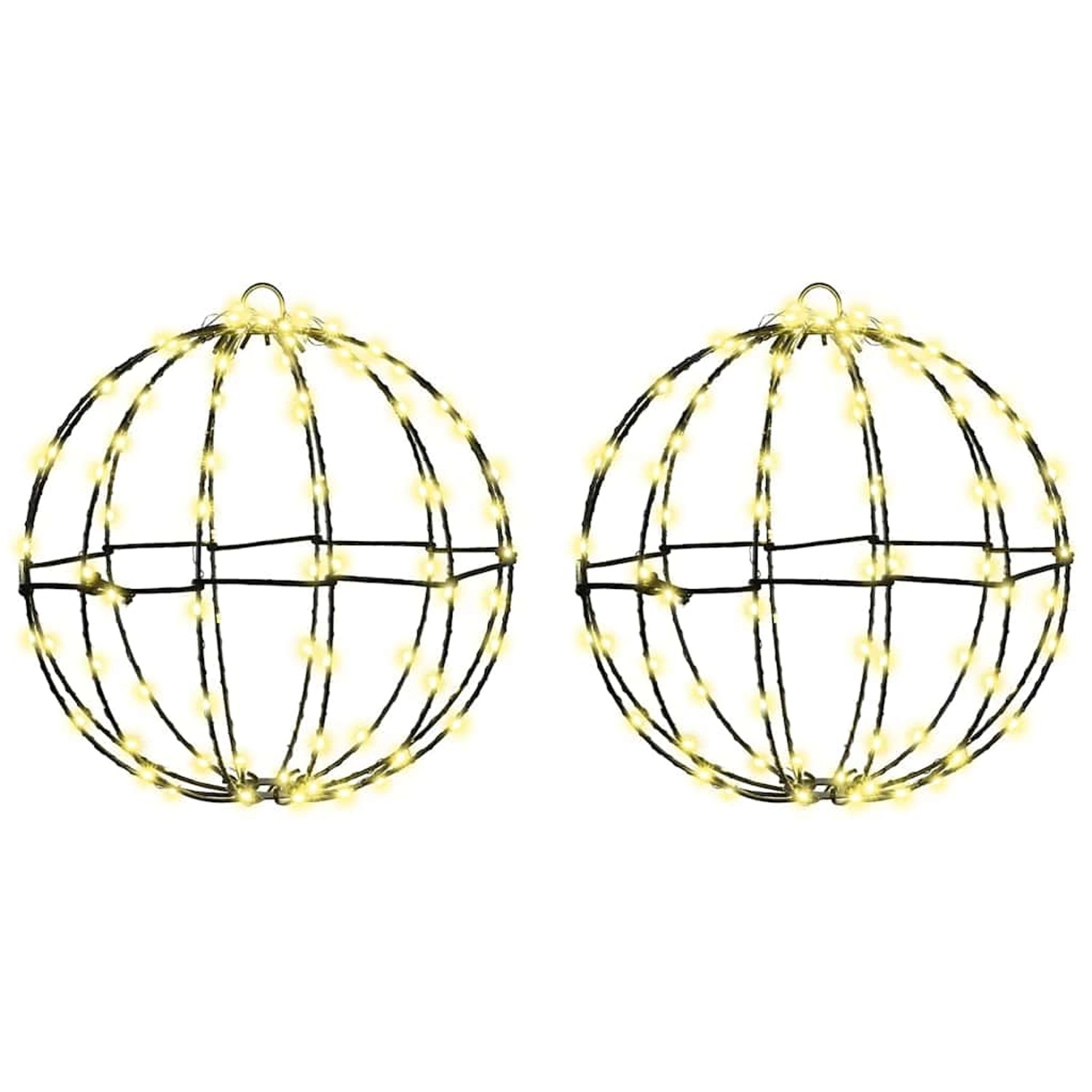 vidaXL Ball mit 192 LEDs 2 Stk Warmweiß 30 cm Metall 42019109
