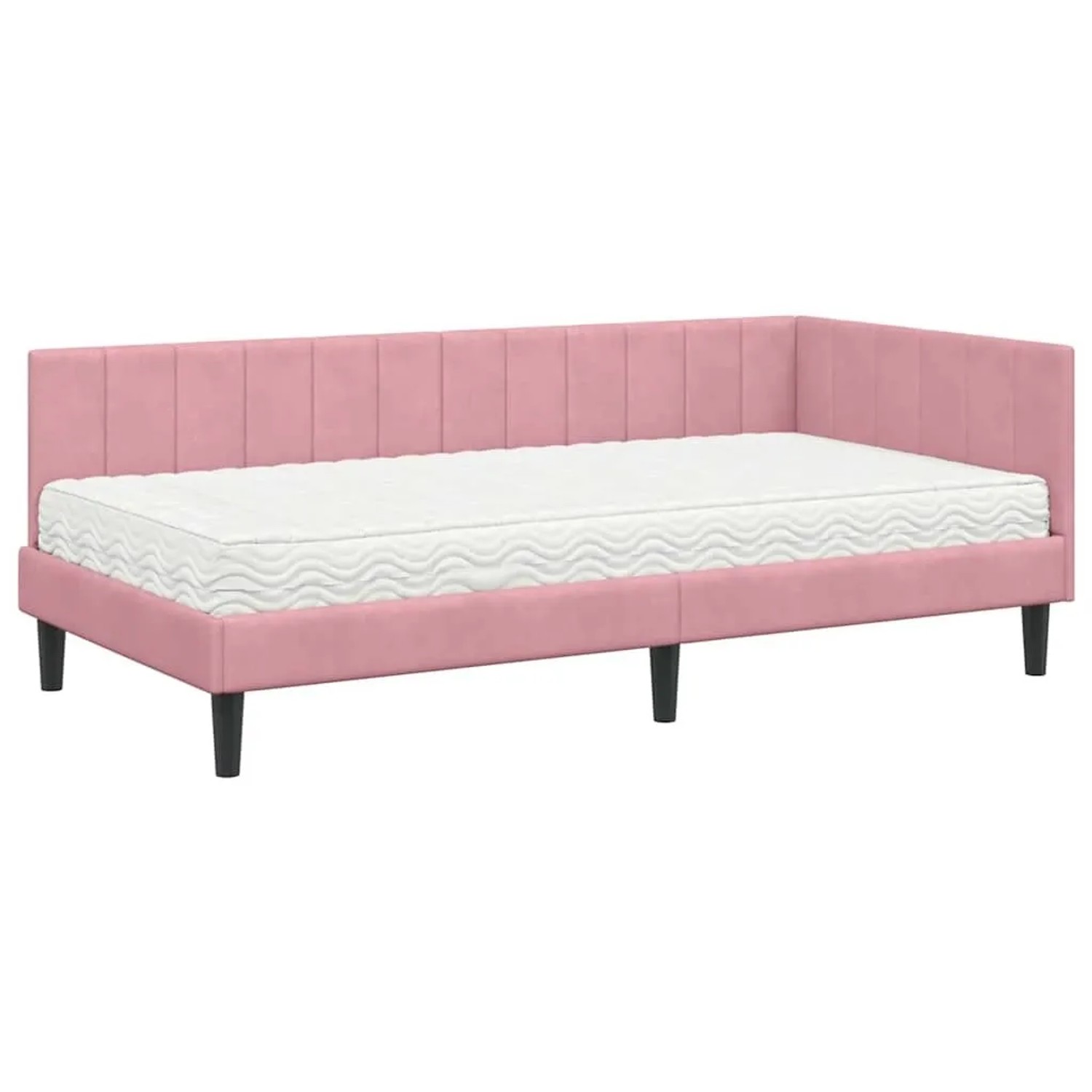 vidaXL Eckbettgestell mit Matratze mit Kopfteil Rosa 100 x 200 cm Samt 3393 günstig online kaufen