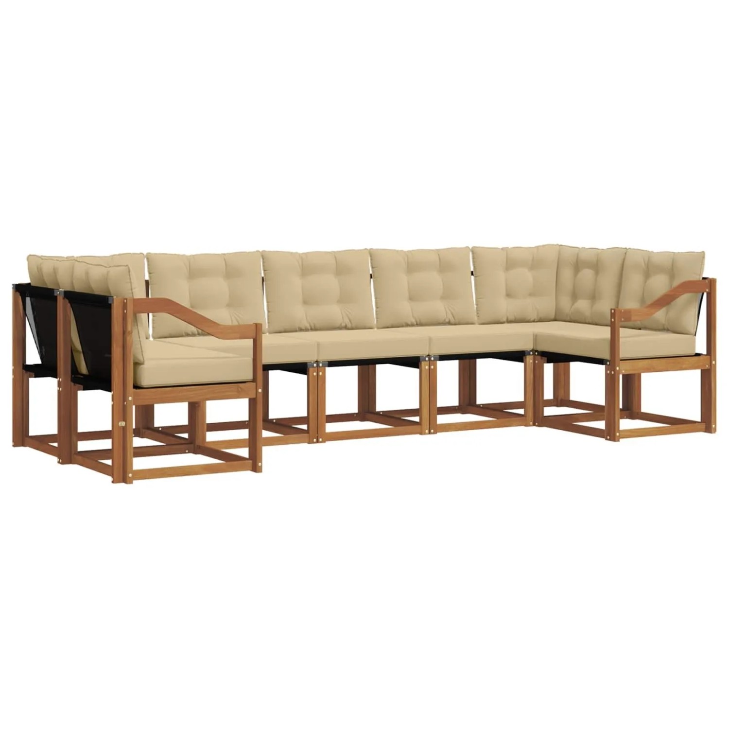 vidaXL Outdoor-Sofagarnitur mit Kissen 7-Tlg Natur und Beige 3369036