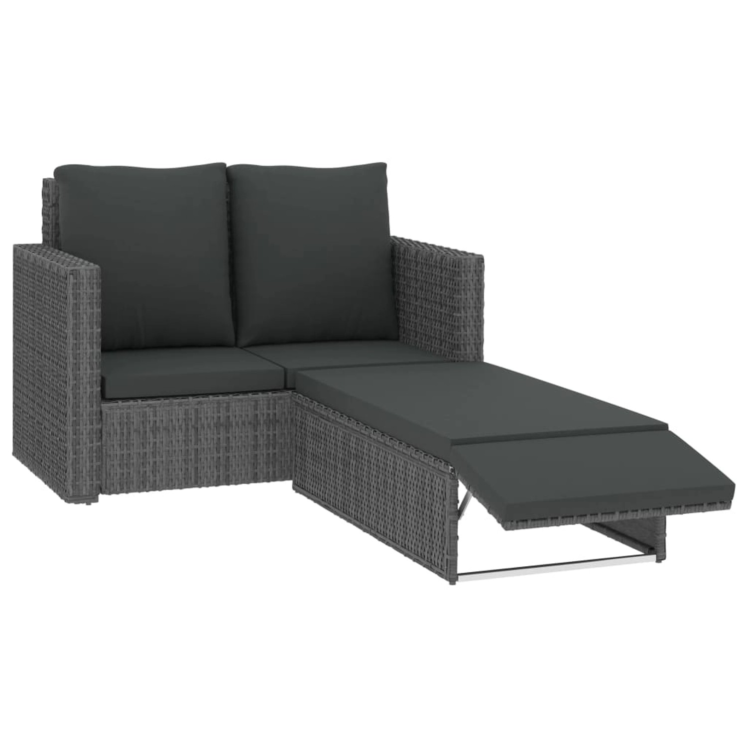 vidaXL 2-Tlg Garten-Lounge-Set mit Kissen Poly Rattan Grau 46740