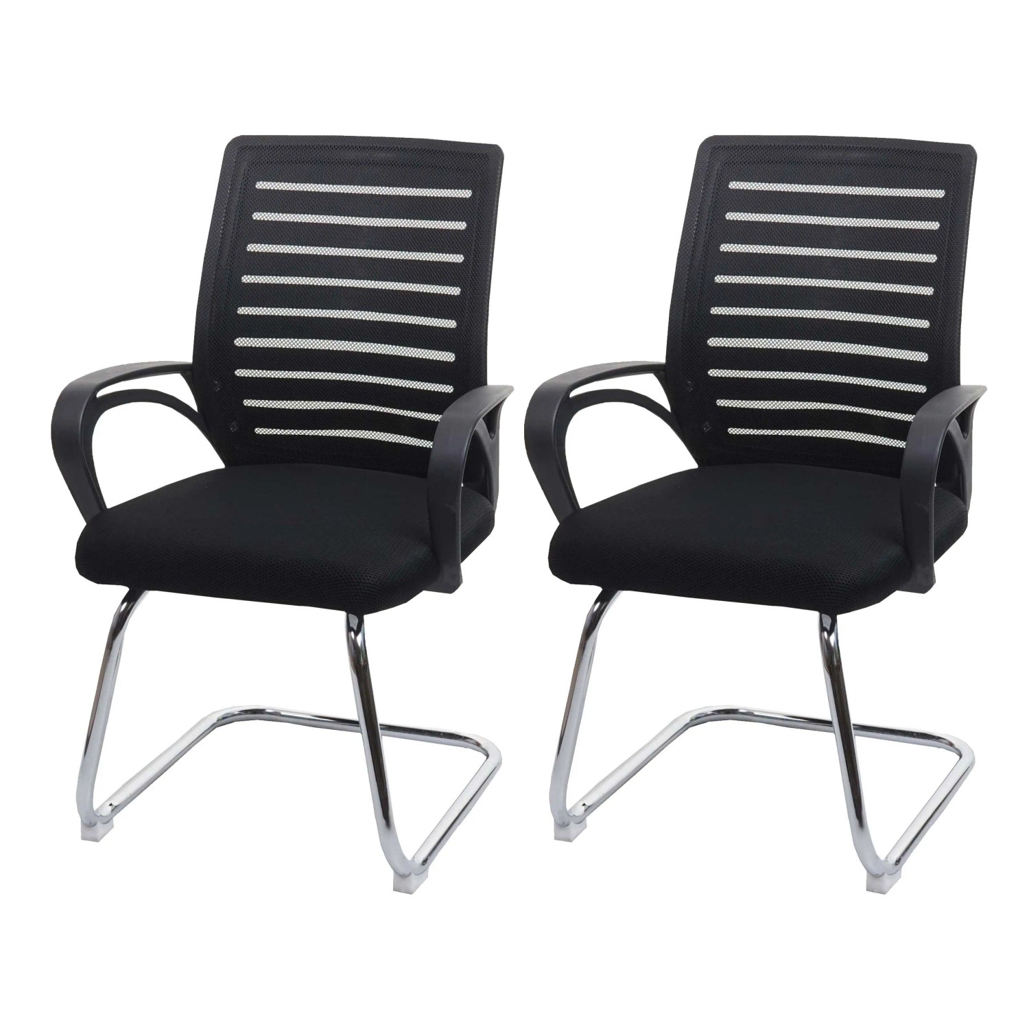 MCW 2er-Set Konferenzstuhl K51 150kg Belastbar Stoff/Textil Schwarz