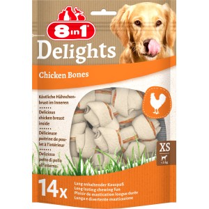 8in1 Delights Kauknochen XS, 14 Stück. Getrocknete Hunde-Natursnacks mit Hähnchenbrust.