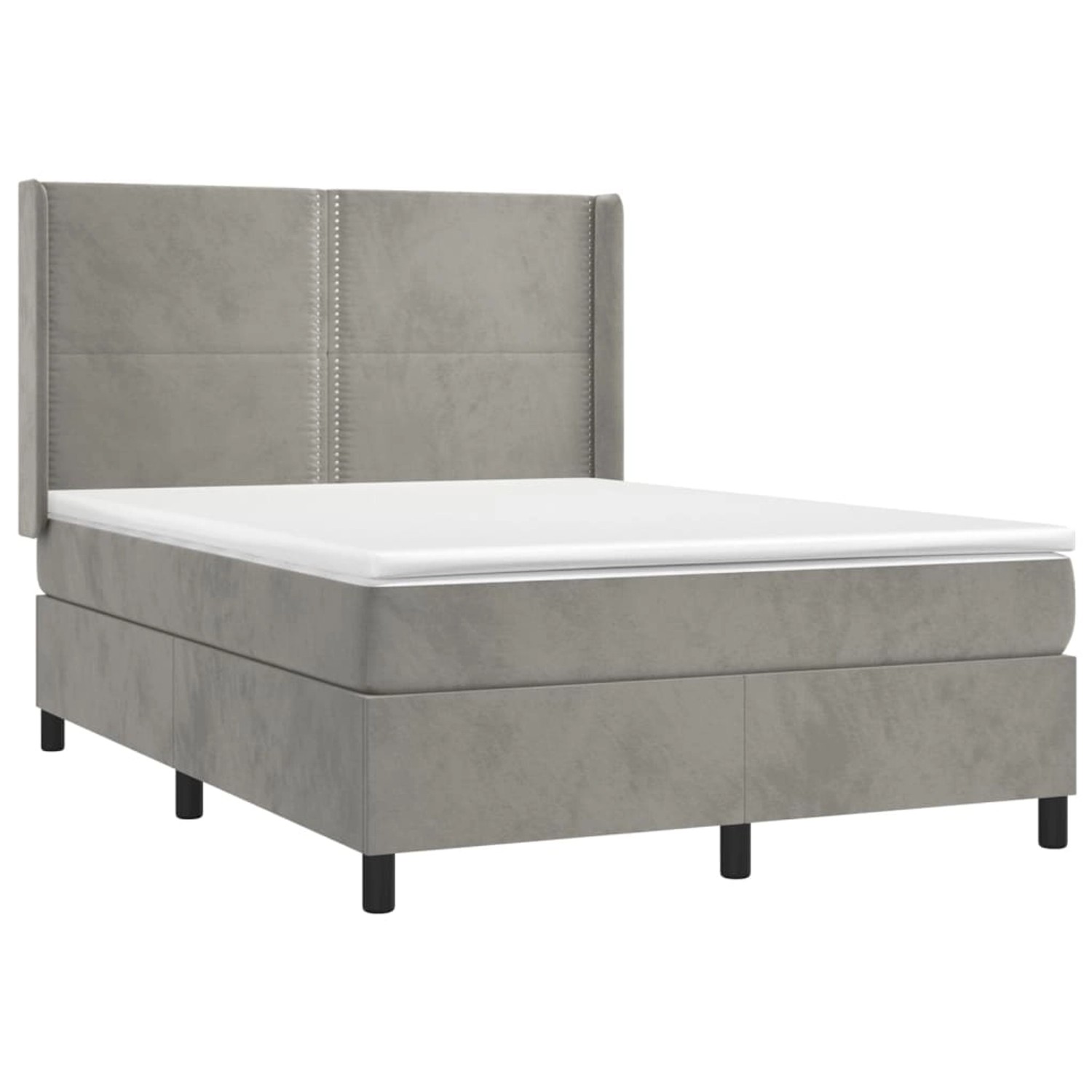 vidaXL Boxspringbett mit Matratze & LED Hellgrau 140x190 cm Samt 3139499 günstig online kaufen