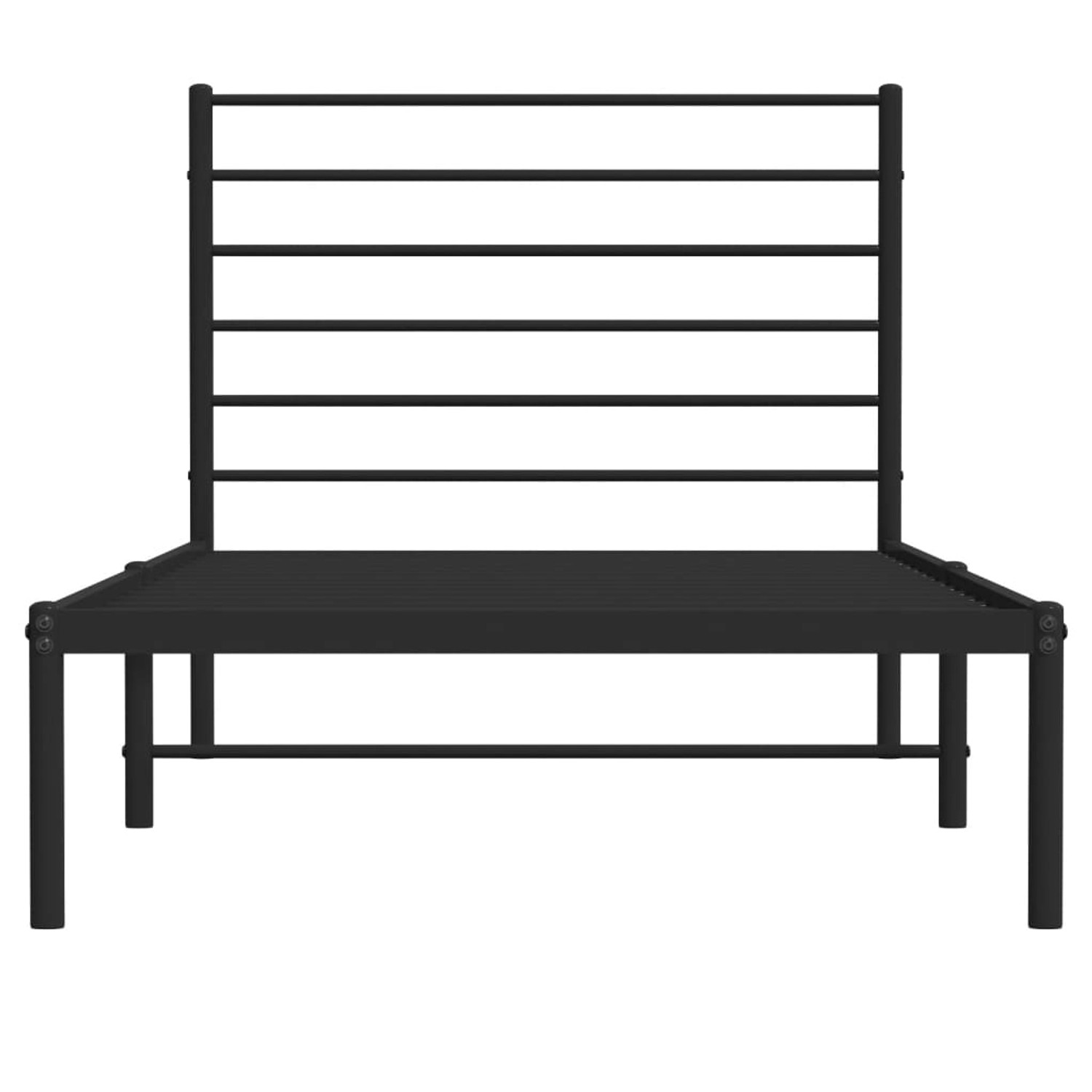 Schwarzes Metall Bettgestell 75x190 cm mit Lattenrost und Kopfteil von vidaXL.