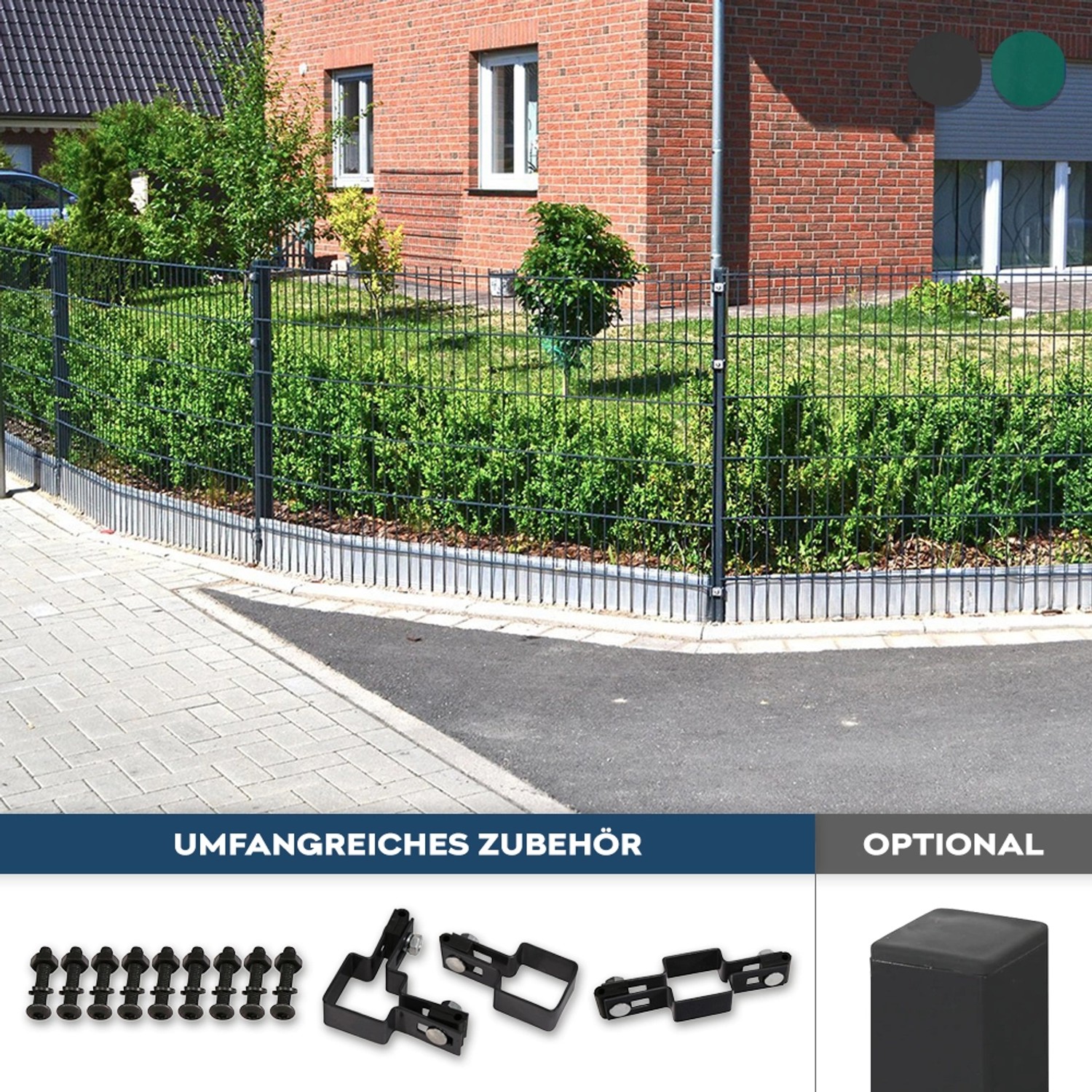 Home Deluxe Doppelstabmattenzaun 2 m x 16 m Anthrazit kaufen bei OBI