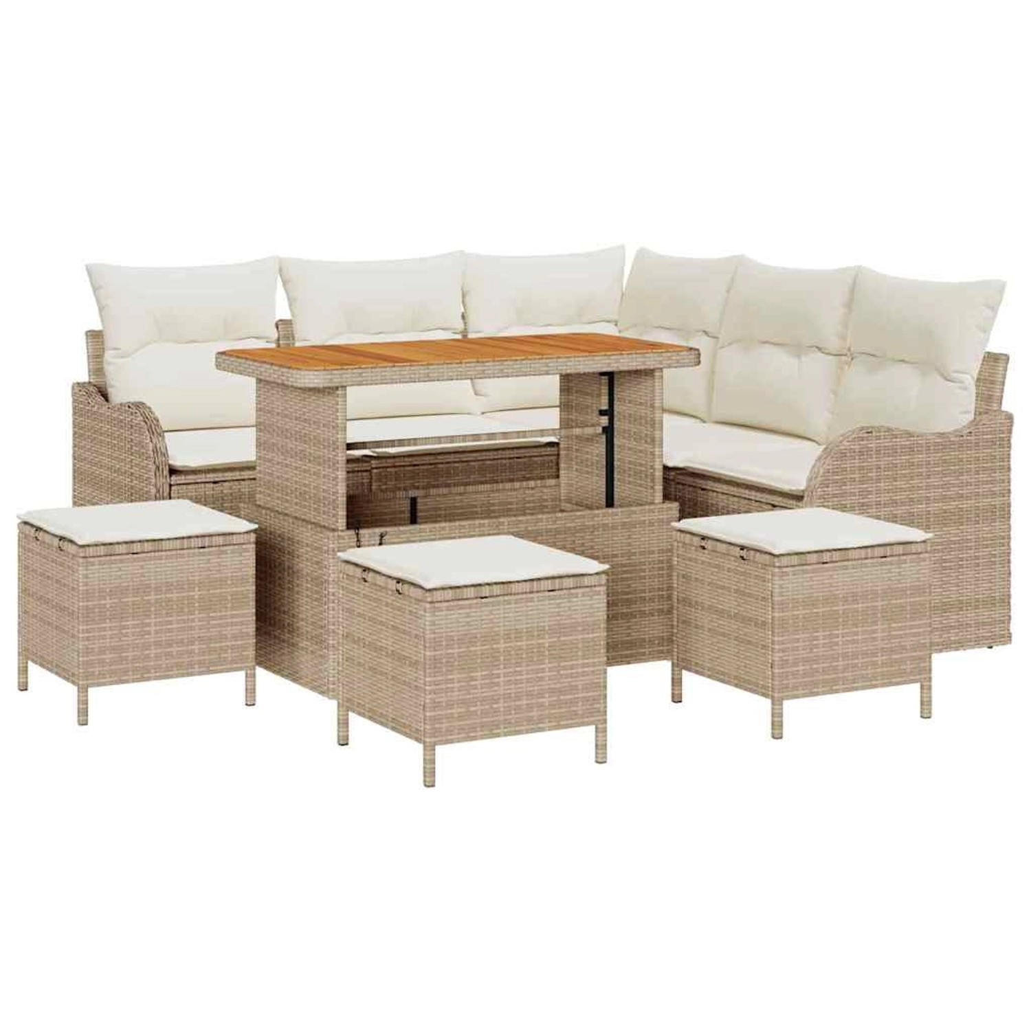vidaXL Garten-Sofa-Set 9-Tlg Beige Poly Rattan 3362271 günstig online kaufen